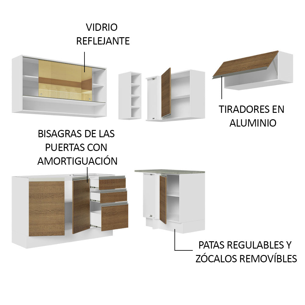 Combo completo de Cocina Esquinera 349cm Glamy Madesa 06