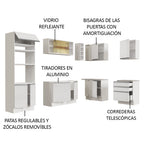 Combo completo de Cocina Esquinera 399 cm 10 Puertas 3 Cajones Sin Mesada Blanco Glamy Madesa