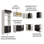 Combo completo de Cocina Esquinera 399 cm 10 Puertas 3 Cajones Sin Mesada Blanco/Negro Glamy Madesa