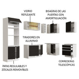 Combo completo de Cocina Esquinera 399cm Glamy Madesa 02 Blanco/Negro