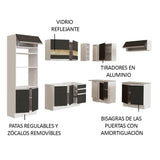 Combo completo de Cocina Esquinera 419cm Glamy Madesa 01 Blanco/Negro