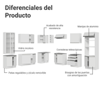 Combo completo de Cocina Esquinera 549 cm con Cristalero 17 Puertas 3 Cajones Sin Mesada Blanco Glamy Madesa