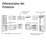 Combo completo de Cocina Esquinera con Cristalero 549 cm Madesa Glamy BB 01