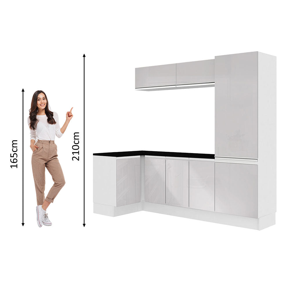 Kit Lavadero Madesa Acordes 100% MDF con Alacena, Bajo Mesada esquinero y Despensero Blanco Brillante