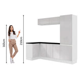Kit Lavadero Madesa Acordes 100% MDF con Alacena, Bajo Mesada esquinero y Despensero Blanco Brillante