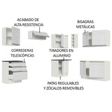 Combo Completo de Cocina Esquinera 100% MDF 409 cm Frentes Blanco Brillante Acordes Madesa 01