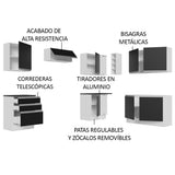 Combo Completo de Cocina Esquinera 100% MDF 409 cm Blanco/Negro Acordes Madesa 01