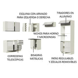 Combo Completo de Cocina Esquinera 100% MDF 419 cm Frentes Blanco Brillante Acordes Madesa 01