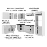 Combo Completo de Cocina Esquinera 100% MDF 419 cm Frentes Blanco Brillante Acordes Madesa 03