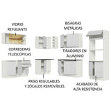 Combo Completo de Cocina Esquinera 100% MDF 459 cm Frentes Blanco Brillante Acordes Madesa 01
