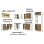 Combo completo de Cocina Esquinera 459 cm 13 Puertas 2 Cajones Sin Mesada 100% MDF Blanco/Marrón Acordes Madesa