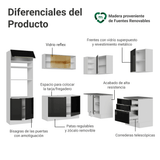 Combo completo de Cocina Esquinero 416 x 60 cm Blanco/Negro Lux Madesa 01