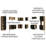 Combo completo de Cocina Esquinero 526cm Marrón/Negro Lux Madesa 01