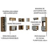 Combo completo de Cocina Esquinero 526cm Marrón/Gris Lux Madesa 01