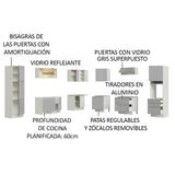 Combo completo de Cocina Esquinero 546cm Blanco/Gris Lux Madesa 01