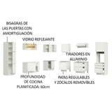Combo Completo de Cocina Esquinera 546 x 60 cm Blanco/Blanco Aterciopelado Lux Madesa 01