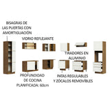 Combo Completo de Cocina Esquinera 546 x 60 cm Marrón/Blanco Aterciopelado Lux Madesa 01