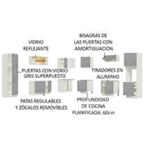 Combo completo de Cocina Esquinero 546cm Blanco/Gris Lux Madesa 03