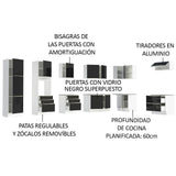 Combo completo de Cocina Esquinero 546cm Blanco/Negro Lux Madesa 05