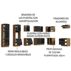 Combo completo de Cocina Esquinera 546 cm 12 Puertas 8 Cajones Marrón/Negro Lux Madesa