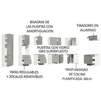 Combo completo de Cocina Esquinera 546 cm 12 Puertas 8 Cajones Blanco/Gris Lux Madesa