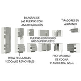 Combo completo de Cocina Esquinero 546cm Blanco/Gris Lux Madesa 05