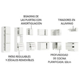 Combo Completo de Cocina Esquinera 546 x 60 cm Blanco Aterciopelado Lux Madesa 05