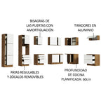 Combo completo de Cocina Esquinera 546 cm 12 Puertas 8 Cajones Marrón/Blanco Lux Madesa