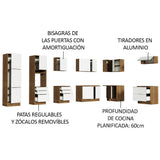 Combo Completo de Cocina Esquinera 546 x 60 cm Marrón/Blanco Aterciopelado Lux Madesa 05