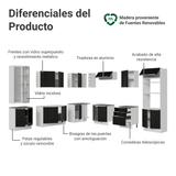Combo completo de Cocina Esquinero 549 cm Blanco/Negro Lux Madesa 01