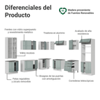 Combo completo de Cocina Esquinera Lux 549 cm 17 Puertas 3 Cajones (Sin Mesada) Blanco/Gris Madesa