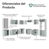 Combo completo de Cocina Esquinero 549 cm Blanco/Gris Lux Madesa 01