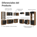 Combo completo de Cocina Esquinera 566 cm con Cristalero 17 Puertas 3 Cajones Sin Mesada Marrón/Negro Lux Madesa