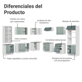 Combo completo de Cocina Esquinera con Cristalero 566 cm Madesa Lux Blanco/Gris 01