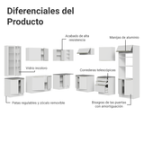 Combo completo de Cocina Esquinera con Cristalero 566 cm Madesa Veludo Lux BB 01