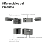 Combo Cocina esquinero Flotante 405cm Gris Nice Madesa 01