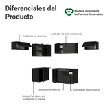 Combo Completo de Cocina Esquinera Flotante 405 cm Negro Nice Madesa 01