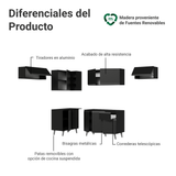 Combo Completo de Cocina Esquinera 405 cm Negro Nice Madesa 02