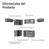 Combo completo de Cocina Esquinera Flotante 405cm Gris Nice Madesa 03