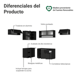 Combo Completo de Cocina Esquinera Flotante 405 cm Negro Nice Madesa 03