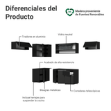 Combo Completo de Cocina Esquinera Flotante 405 cm Negro Nice Madesa 04