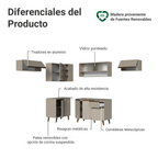 Combo completo de Cocina Esquinera 405 cm Crema Nice Madesa 05