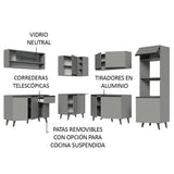 Combo Completo de Cocina Esquinera 445 cm Gris Nice Madesa 01