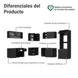 Combo Completo de Cocina Esquinera 445 cm Flotante Negro Nice Madesa 03