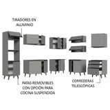 Combo Completo de Cocina Esquinera 465 cm Gris Nice Madesa 01