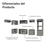 Combo completo de Cocina Esquinera Flotante 465cm Gris Nice Madesa 03