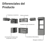 Combo completo de Cocina Esquinera Flotante 465cm Gris Nice Madesa 06
