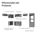 Combo completo de Cocina Esquinera Flotante 465cm Gris Nice Madesa 07