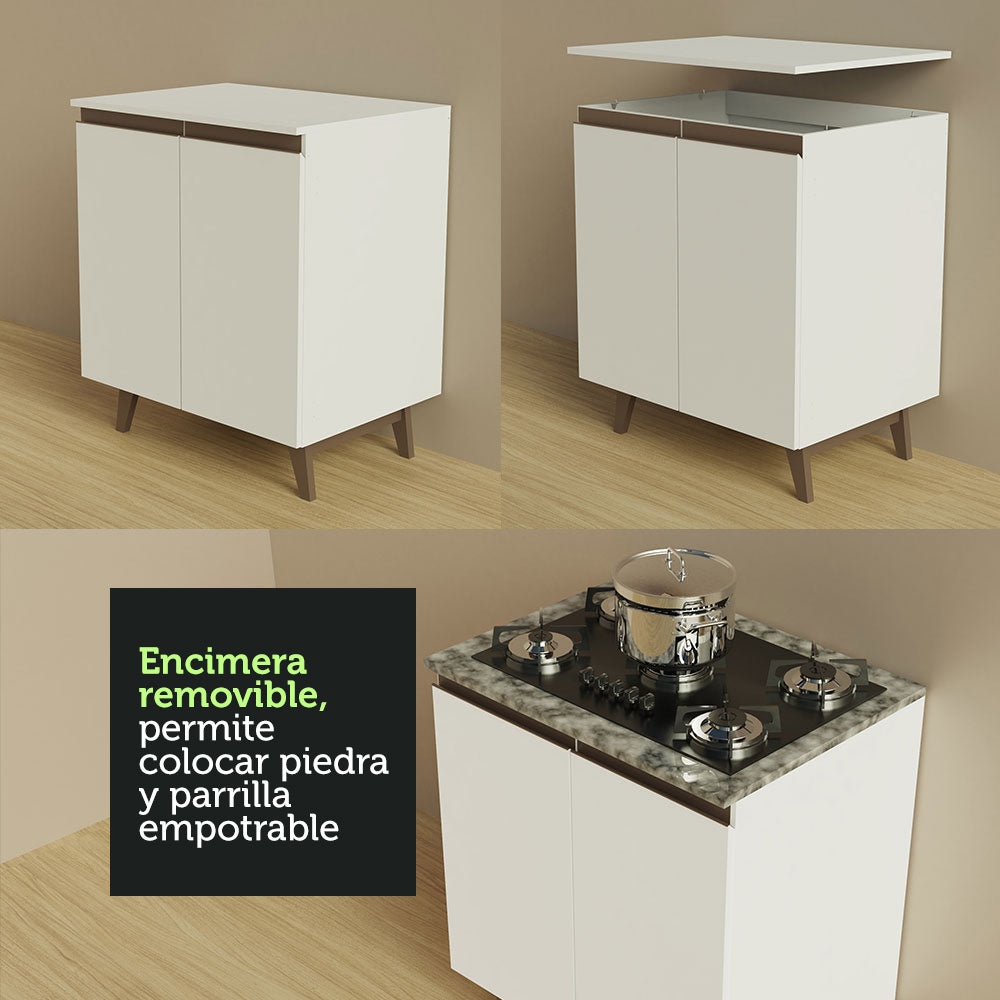 Combo completo de Cocina Esquinera 392 cm 10 Puertas 3 Cajones Blanco Reims Madesa