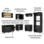 Combo completo de Cocina Esquinera 402 cm 12 Puertas 1 Cajón Negro Reims Madesa
